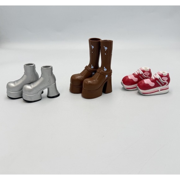 Bratz Other - Vintage Bratz Doll 1st Edition Shoes Lot of 3 Boots Sneakers Silver Red Brown
